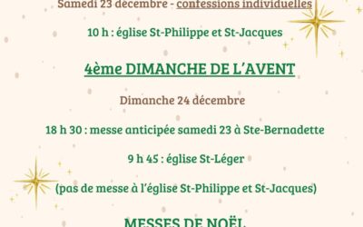 Noël 2023 – célébrations pénitentielles et messes