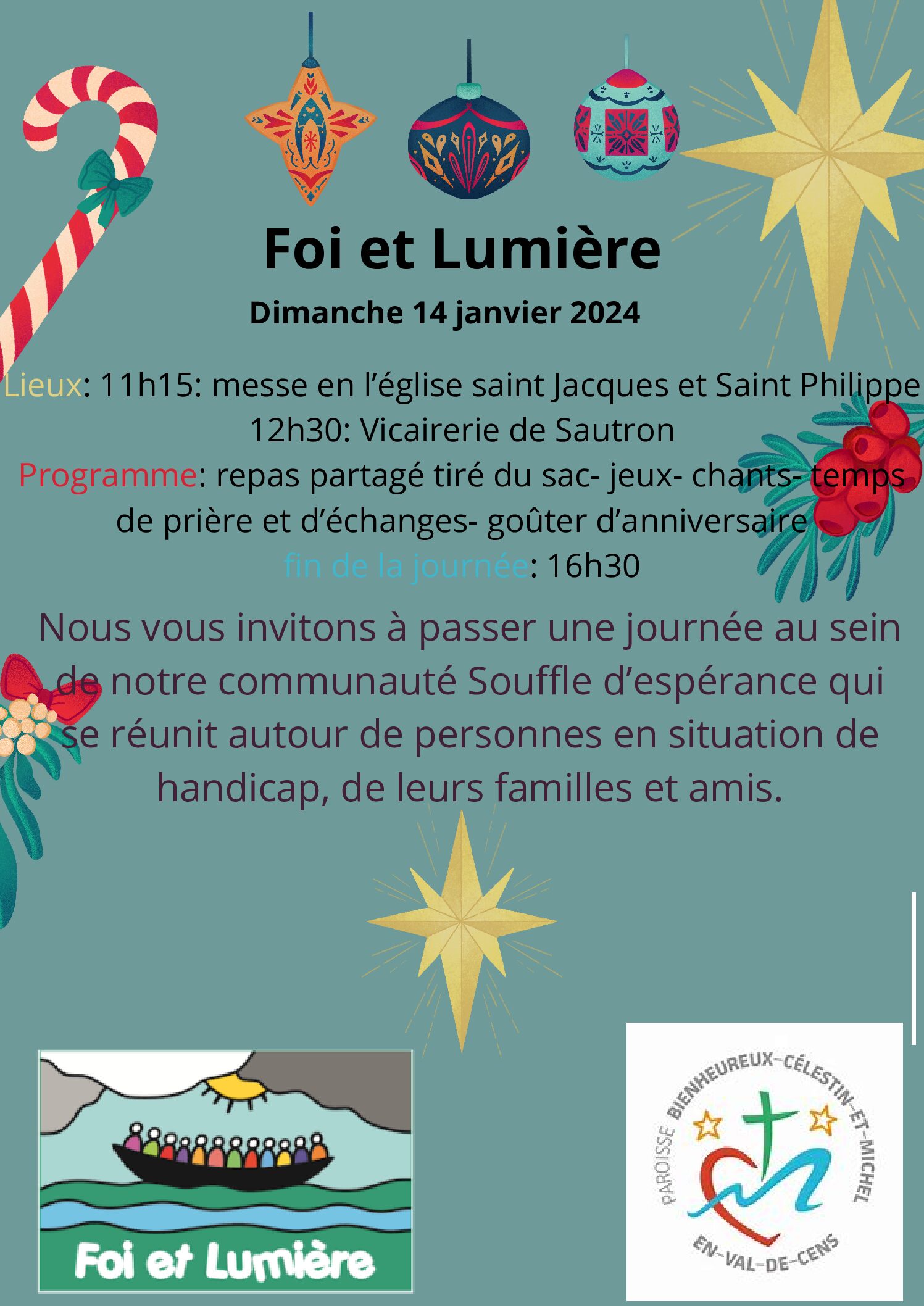 Invitation Foi et Lumière – Dimanche 14 janvier