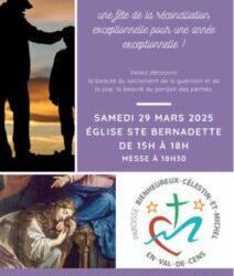 Fête de la réconciliation à Ste-Bernadette le samedi 29 mars