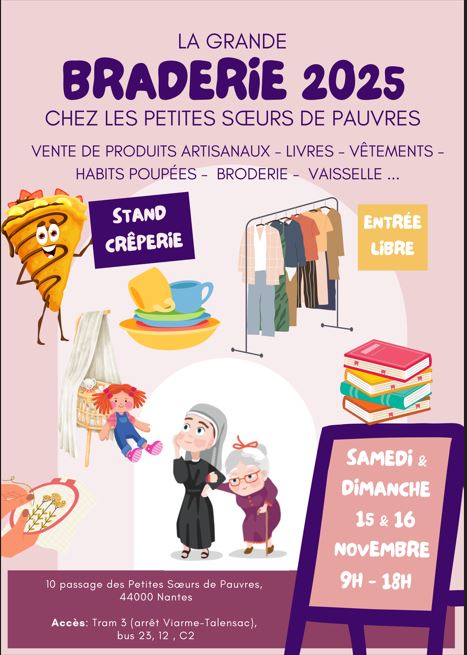 La Grande Braderie chez les Petites Sœurs des Pauvres les 15 et 16 novembre